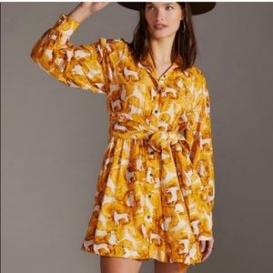 Maeve Mini Shirt dress Anthropologie dog print